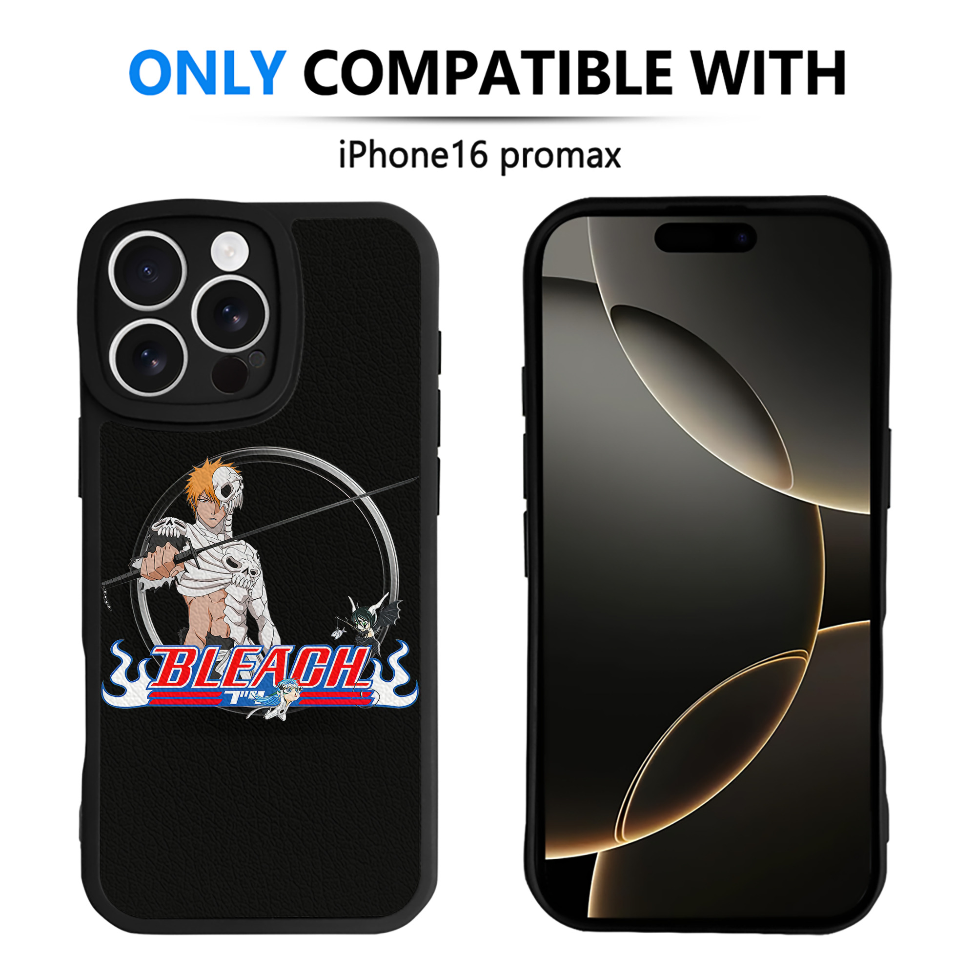ブリーチ 黒崎一護（くろさき いちご）BLEACH Kurosaki Ichigo 【iPhone 16シリーズ対応】シリコンスマホケース（レザー調） 材質：シリコン